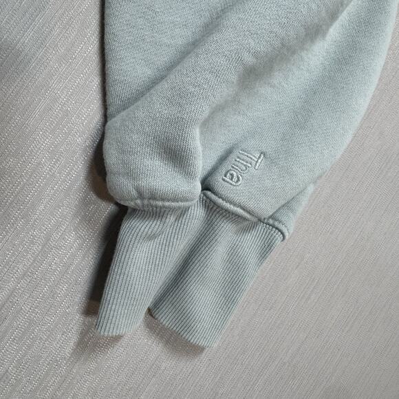 Aritzia Tna Cozy AF Fleece Crop Crew Neck Sweatshirt Seafoam Green 1 XS S - Picture 3 of 11